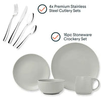 4x Person Deluxe Stoneware Dinner Sets